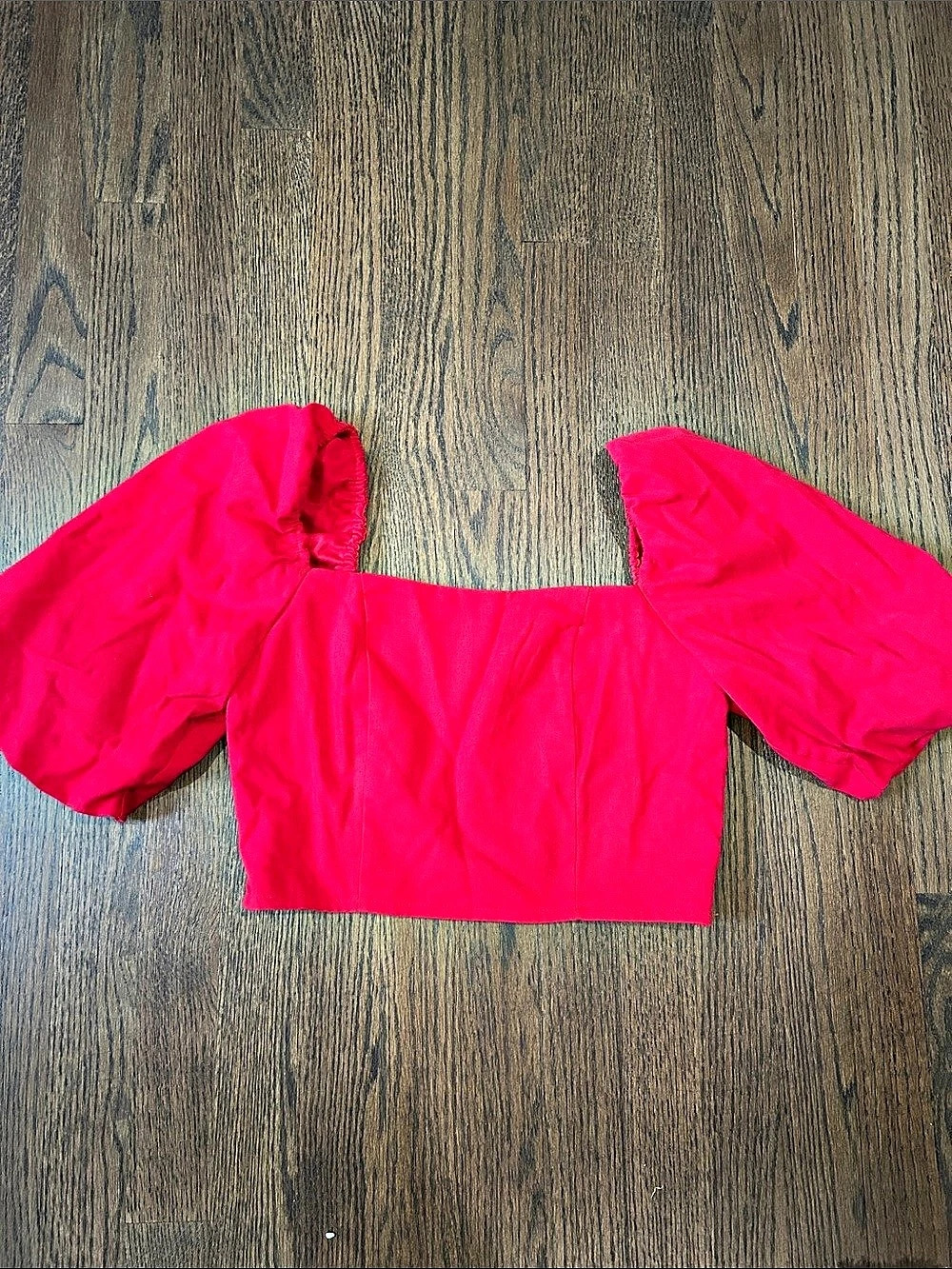 Puff Sleeve Crop Top in cherry red Size Small Like New